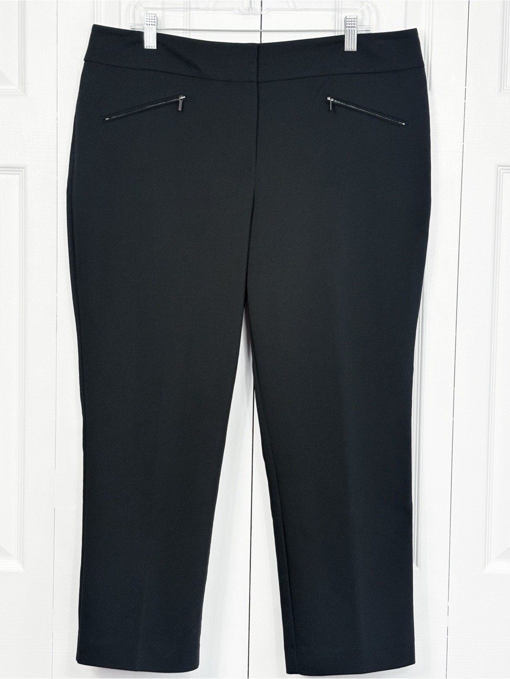 Ann Taylor Black Curvy Fit Mid-Rise Zip Pocket Cropped Ankle Dress Pants 14